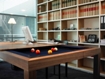 <strong>Wooden line</strong>: veneered wooden beams with steel backing, and corresponding table tops and pool table rails. Available in a variety of woods. 