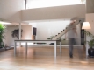 <strong>Metal line</strong>: consists of an aluminium colour steel structure, and a variety of wooden veneered table top and pool table rails. Finger print protected stainless steel is available as an option. 